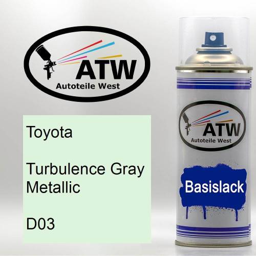 Toyota, Turbulence Gray Metallic, D03: 400ml Sprühdose, von ATW Autoteile West.